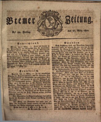 Bremer Zeitung Freitag 24. März 1820