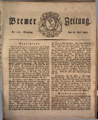 Bremer Zeitung Sonntag 16. April 1820