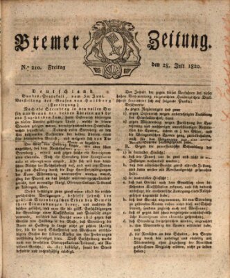 Bremer Zeitung Freitag 28. Juli 1820