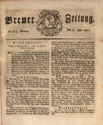 Bremer Zeitung Montag 31. Juli 1820