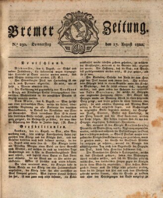 Bremer Zeitung Donnerstag 17. August 1820