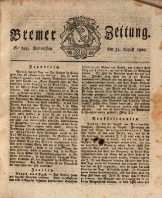 Bremer Zeitung Donnerstag 31. August 1820