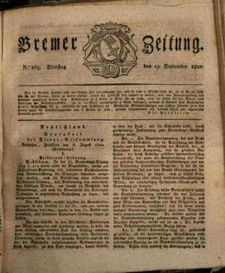 Bremer Zeitung Dienstag 19. September 1820