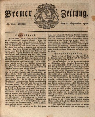 Bremer Zeitung Freitag 22. September 1820