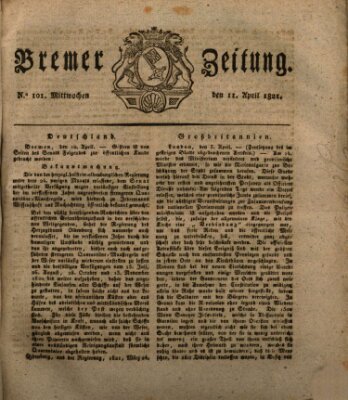 Bremer Zeitung Mittwoch 11. April 1821