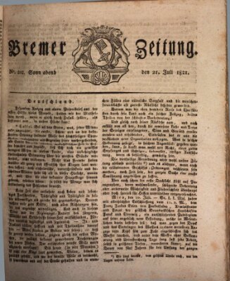 Bremer Zeitung Samstag 21. Juli 1821