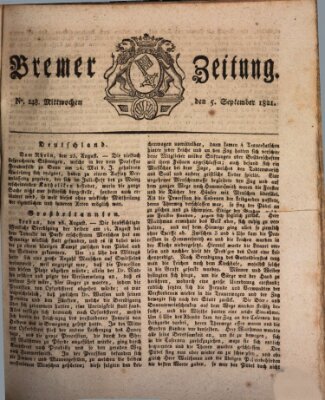 Bremer Zeitung Mittwoch 5. September 1821