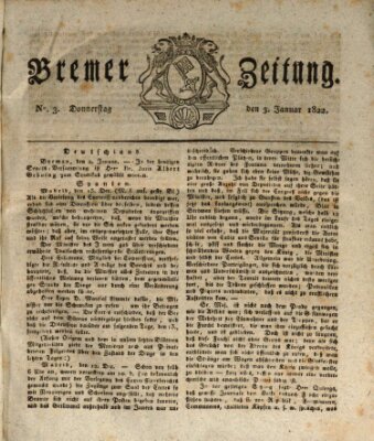Bremer Zeitung Donnerstag 3. Januar 1822