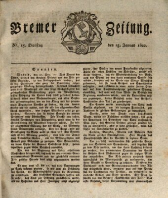 Bremer Zeitung Dienstag 15. Januar 1822