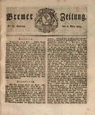 Bremer Zeitung Sonntag 2. März 1823