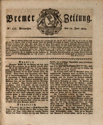 Bremer Zeitung Mittwoch 25. Juni 1823
