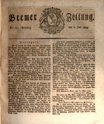 Bremer Zeitung Sonntag 6. Juli 1823