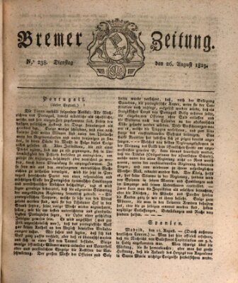Bremer Zeitung Dienstag 26. August 1823