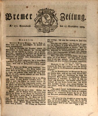 Bremer Zeitung Samstag 27. September 1823