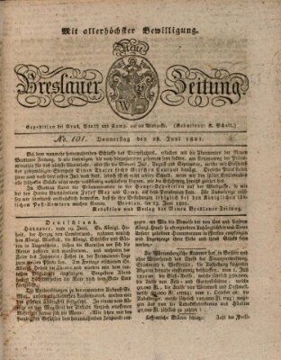 Neue Breslauer Zeitung Donnerstag 28. Juni 1821