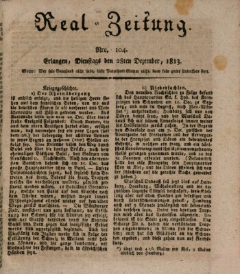 Erlanger Real-Zeitung Dienstag 28. Dezember 1813