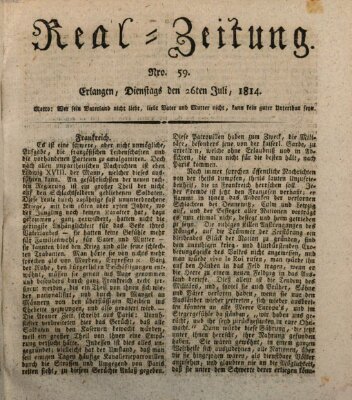 Erlanger Real-Zeitung Dienstag 26. Juli 1814