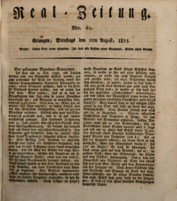 Erlanger Real-Zeitung Dienstag 1. August 1815