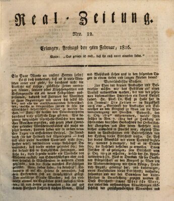 Erlanger Real-Zeitung Freitag 9. Februar 1816