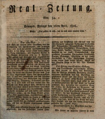 Erlanger Real-Zeitung Freitag 26. April 1816