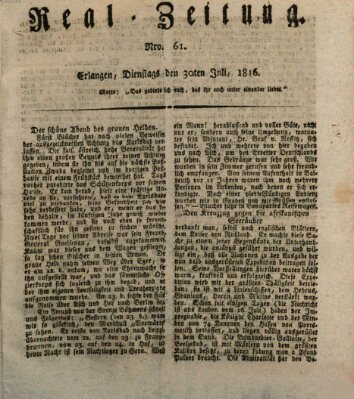 Erlanger Real-Zeitung Dienstag 30. Juli 1816