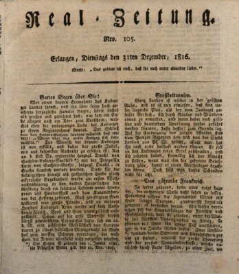 Erlanger Real-Zeitung Dienstag 31. Dezember 1816
