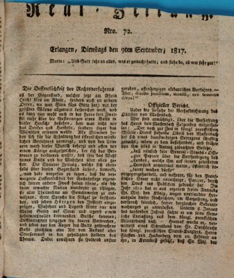 Erlanger Real-Zeitung Dienstag 9. September 1817