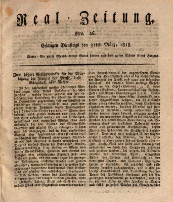 Erlanger Real-Zeitung Dienstag 31. März 1818
