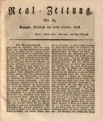 Erlanger Real-Zeitung Dienstag 20. Oktober 1818