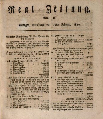 Erlanger Real-Zeitung Dienstag 23. Februar 1819