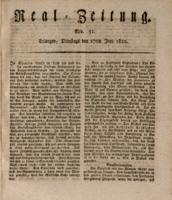 Erlanger Real-Zeitung Dienstag 27. Juni 1820