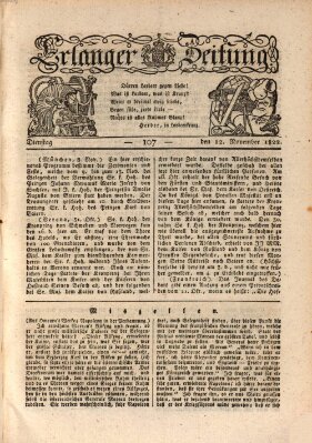 Erlanger Zeitung (Erlanger Real-Zeitung) Dienstag 12. November 1822