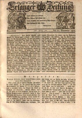 Erlanger Zeitung (Erlanger Real-Zeitung) Samstag 20. September 1823