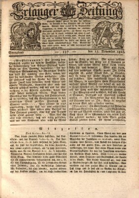 Erlanger Zeitung (Erlanger Real-Zeitung) Samstag 15. November 1823