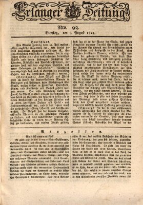 Erlanger Zeitung (Erlanger Real-Zeitung) Dienstag 3. August 1824