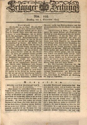Erlanger Zeitung (Erlanger Real-Zeitung) Dienstag 7. September 1824