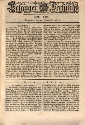 Erlanger Zeitung (Erlanger Real-Zeitung) Donnerstag 16. September 1824