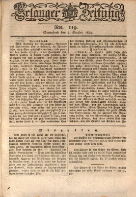 Erlanger Zeitung (Erlanger Real-Zeitung) Samstag 2. Oktober 1824