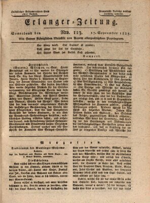 Erlanger Zeitung (Erlanger Real-Zeitung) Samstag 17. September 1825