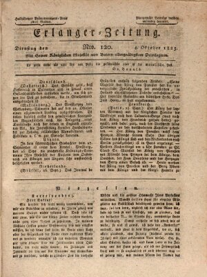 Erlanger Zeitung (Erlanger Real-Zeitung) Dienstag 4. Oktober 1825