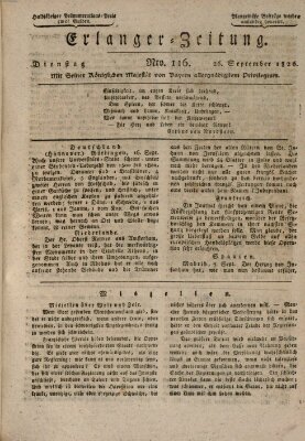 Erlanger Zeitung (Erlanger Real-Zeitung) Dienstag 26. September 1826