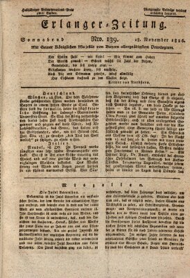 Erlanger Zeitung (Erlanger Real-Zeitung) Samstag 18. November 1826