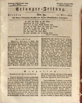 Erlanger Zeitung (Erlanger Real-Zeitung) Dienstag 20. März 1827