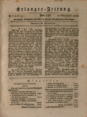 Erlanger Zeitung (Erlanger Real-Zeitung) Dienstag 11. November 1828