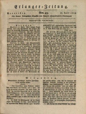 Erlanger Zeitung (Erlanger Real-Zeitung) Donnerstag 23. April 1829