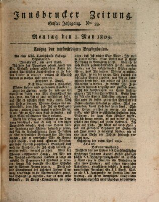 Innsbrucker Zeitung Montag 1. Mai 1809
