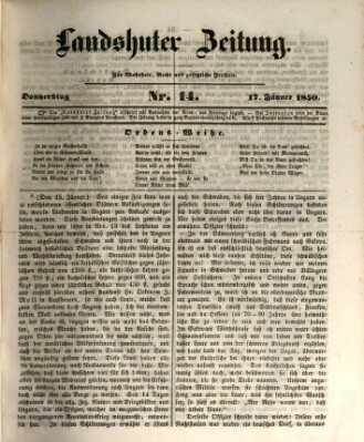Landshuter Zeitung Donnerstag 17. Januar 1850