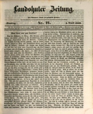 Landshuter Zeitung Dienstag 2. April 1850