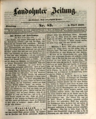 Landshuter Zeitung Dienstag 9. April 1850