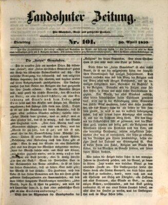 Landshuter Zeitung Dienstag 30. April 1850